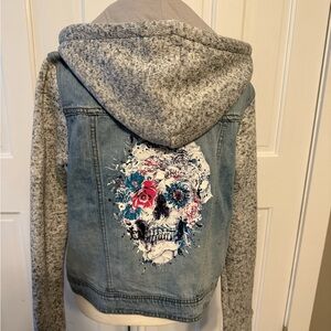 Aeropostale Denim Jacket with Floral Skull Design